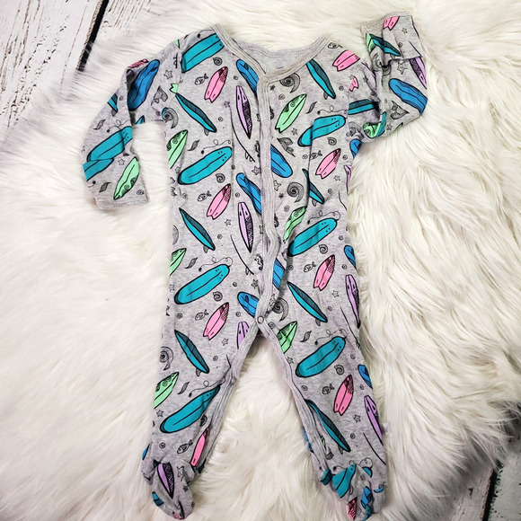 Surfboard One-Piece Baby Pajamas 6-9M - Picture 1 of 4